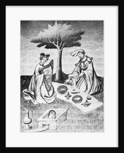 Isolde Plays The Harp To Entertain by Anonymous