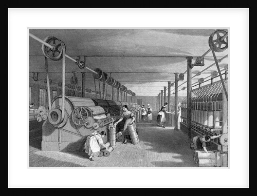Print Depicting Workers at a Textile Factory by Anonymous