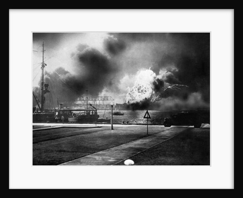 Explosion Of Ship In Pearl Harbor Attack by Anonymous