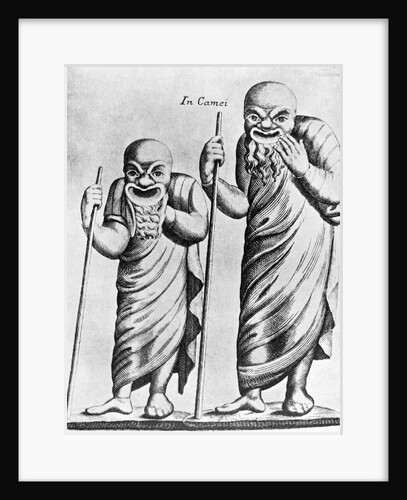 In Camei Engraving of Greek Actors Wearing Masks by Anonymous