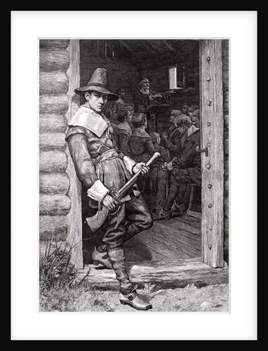 Puritan in Doorway During Thanksgiving Dinner by Anonymous