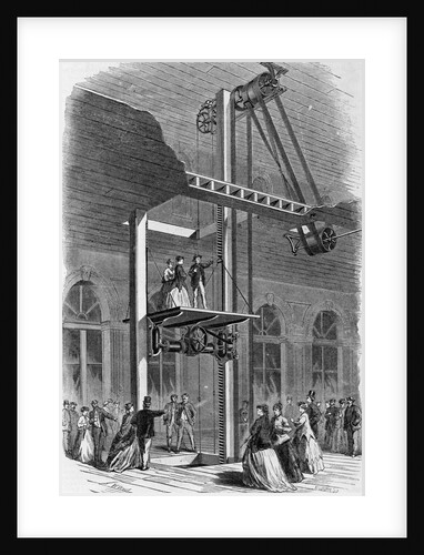 Woodcut Of Early Elevator Model by Anonymous