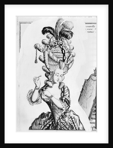 Illustration of 18th-Century Woman With Ridiculous Headpiece by Anonymous