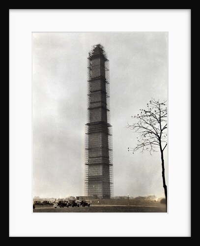 Washington Monument Covered with Scaffolds by Anonymous