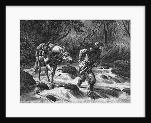 Frontiersman Walking Blindfolded Horse;Engraving by Anonymous