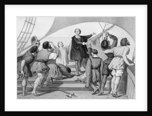 Lithograph Of Columbus & Crew Sighting L by Anonymous