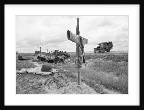 Ambulance Driving By Grave With Cross by Anonymous