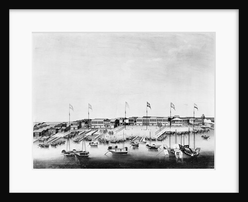 Painting Of Buildings At Canton Harbor by Anonymous