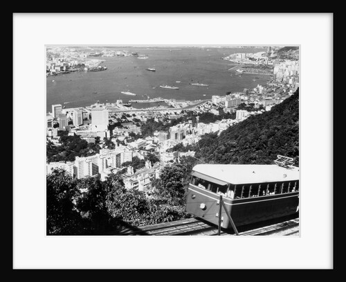 Peak Train With Hong Kong In Foreground by Anonymous