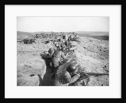 Soldiers In Trenches Firing Rifles by Anonymous