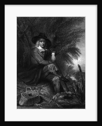 Engraving of Izaak Walton with Fishing Gear by Anonymous