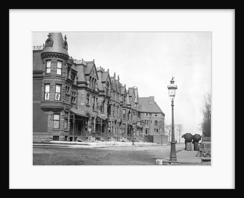 Row Of Houses With Lamp Post by Anonymous