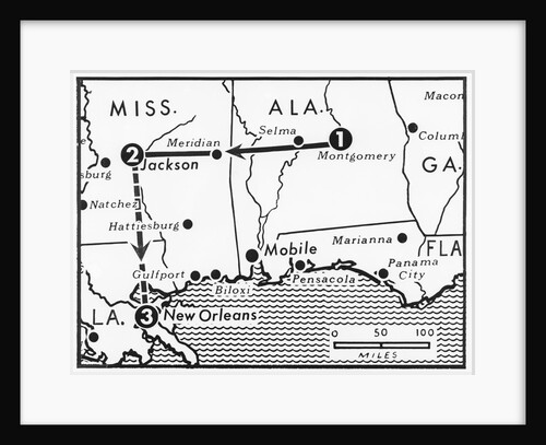 Map Showing Freedom Riders Route by Anonymous