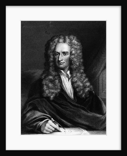 Engraving of Sir Isaac Newton Seated at a Table by Anonymous