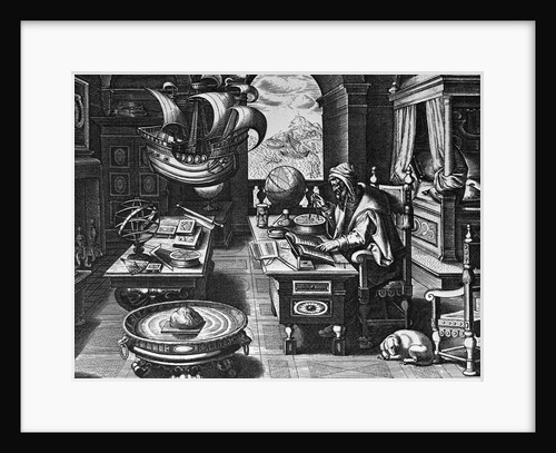 Print of Nostradamus Making Calculations by Anonymous