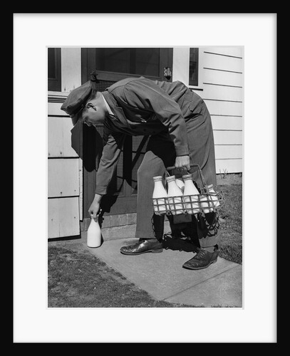 Milkman Leaving Milk Bottle on Doorstep by Anonymous