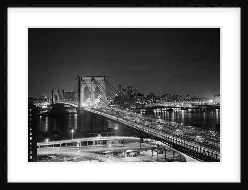 Brooklyn Bridge at Night by Anonymous