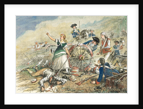 Color Engraving of Molly Pitcher at the Battle of Monmouth by Anonymous