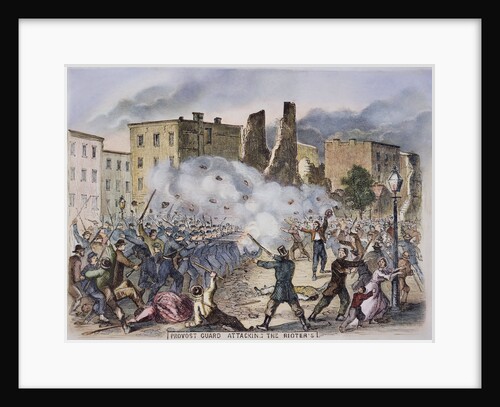 Provost Guards Attacking the Rioters Woodcut Color Print by Anonymous