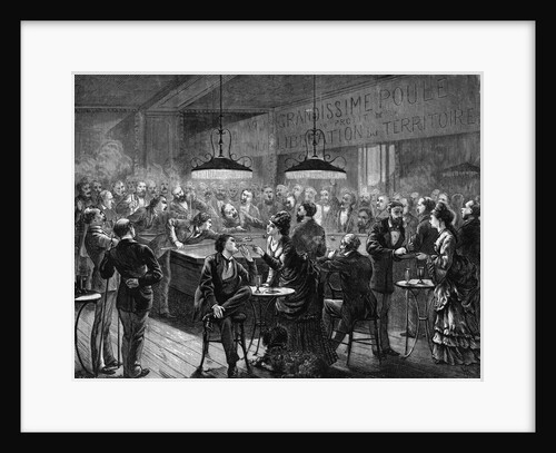 Playing Billiards In Large Cafe by Anonymous