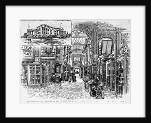The Exterior and Interior of the Patent Office Engraving by E.J. Meeker