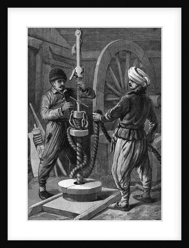 Two Men Boring A Petroleum Oil Well by Anonymous