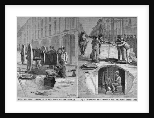 Feeding Electric Light Cable Into Subway by Anonymous