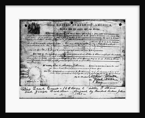 Ohio Land Grant Certificate 1868 Documen by Anonymous