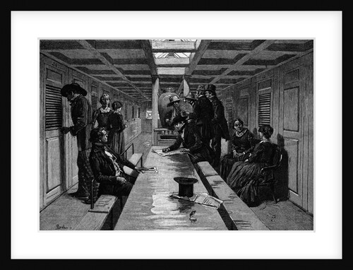 Men And Women In Steamer Cabin by Anonymous