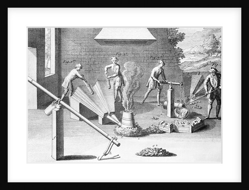 18th-Century Engraving of Iron Casting by Anonymous