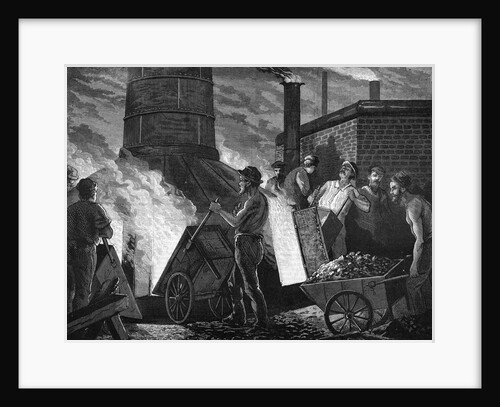 Men Heaping Ore Into Furnace by Anonymous