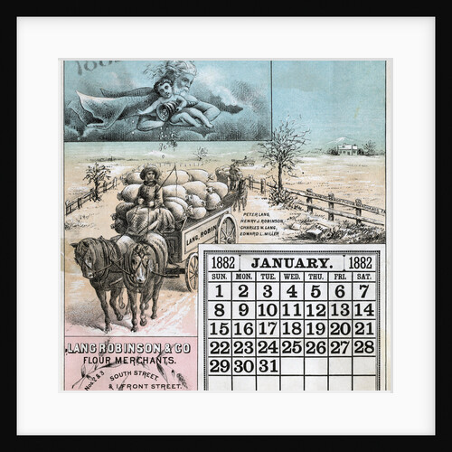 January Page From 1882 Calendar by Anonymous
