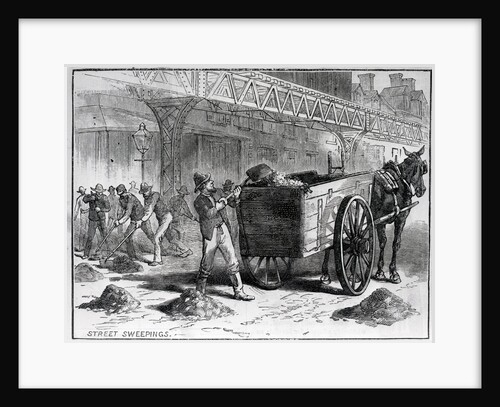 Man Shovels Garbage Into Cart; Woodcut by Anonymous