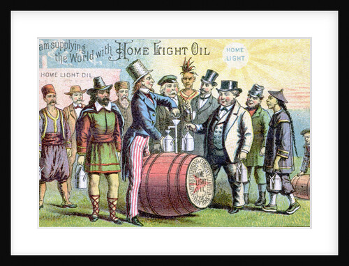Uncle Sam Supplying the World With Home Light Oil Lithograph by Anonymous