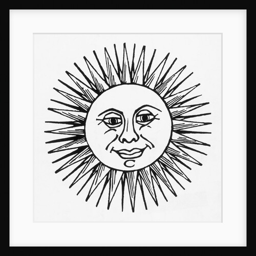 Smiling Sun Woodcut Illustration by Anonymous