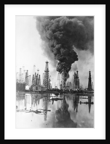 Fire Burning @ Oil Well; Flames, Smoke by Anonymous