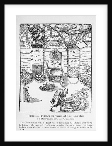 Engraving Of Men W/Lead Smelter Furnace by Anonymous
