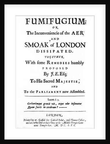 Title Page of Fumifugium by John Evelyn