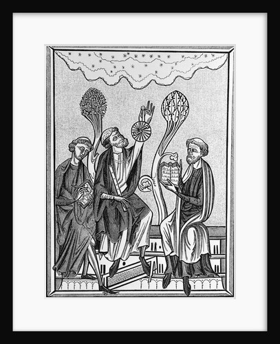 Medieval Illus. Of 3 Men Observing Sky by Anonymous