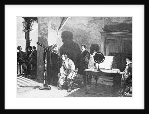 Painting of Galileo with Milton Looking Through a Telescope by Anonymous