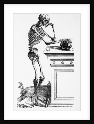 Print of a Skeleton Contemplating a Skull by Anonymous