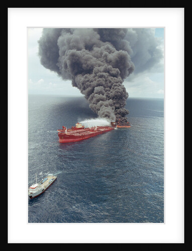 Dark Smoke Rising from Burning Mega Borg Oil Tanker by Anonymous