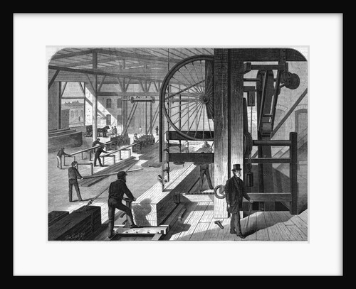 Men in Factory with Band Saws by Anonymous