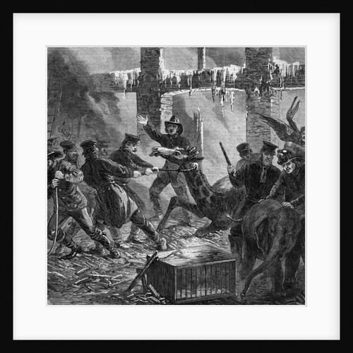 Lithograph Depicting Firemen Rescuing Animals from Barnum's American Museum by Anonymous
