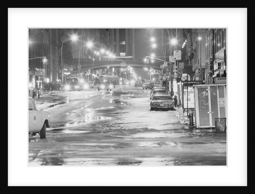 Night Flood In Midtown Street W/Cars by Anonymous