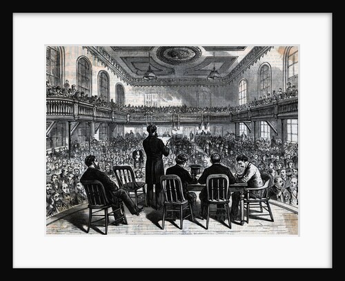 Woodcut Audience Listens To Speaker by Anonymous