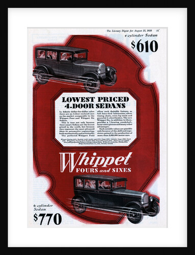 Color Advertisement for Whippet Cars with Full Cars by Anonymous