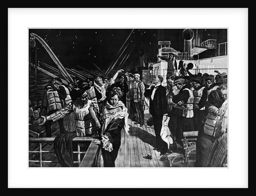 Illustration of Women and Children Boarding Titanic Lifeboats by Anonymous