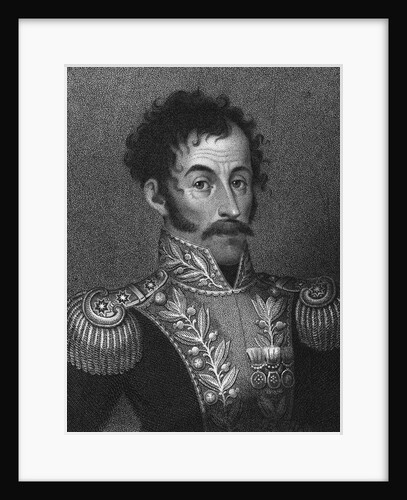 Aquatint Portrait of Simon Bolivar by Anonymous