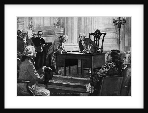 Washington Watching Man Sign Constitution by Anonymous
